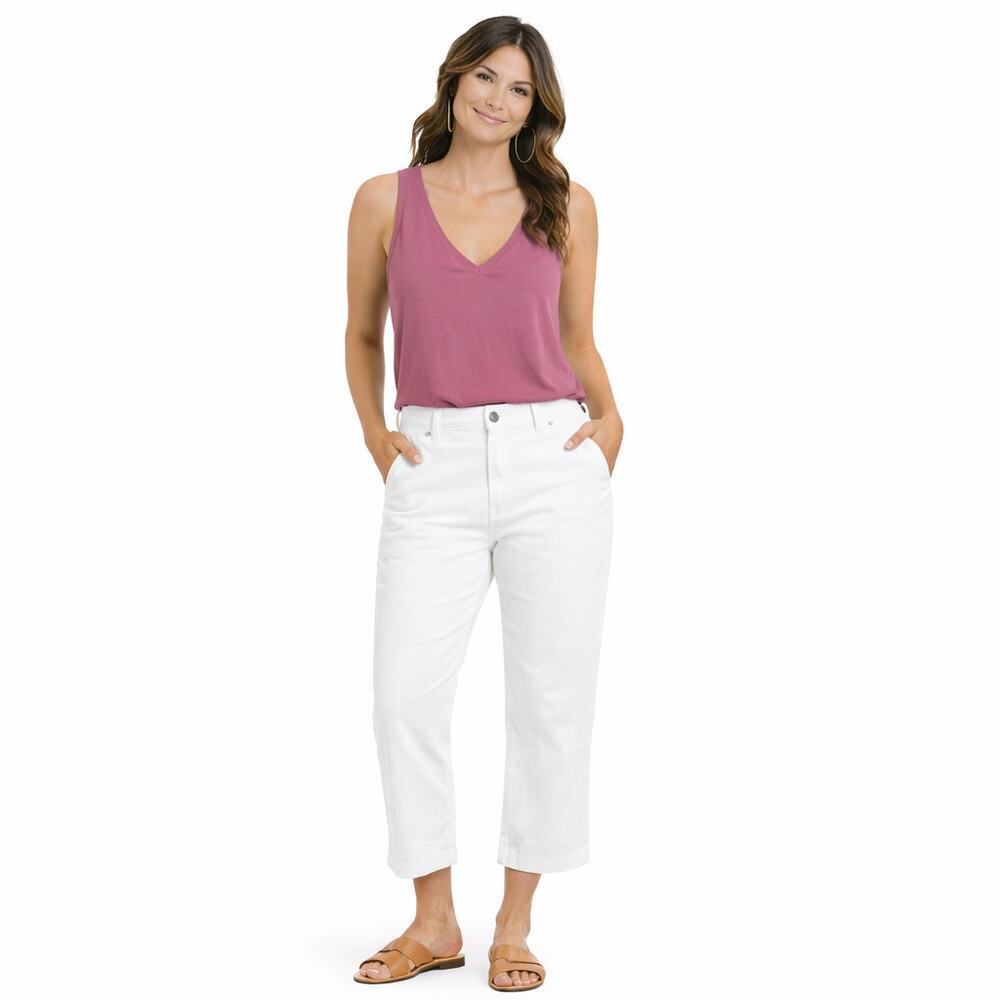Gap White Cropped Straight Jeans High Rise Cotton Sz 16